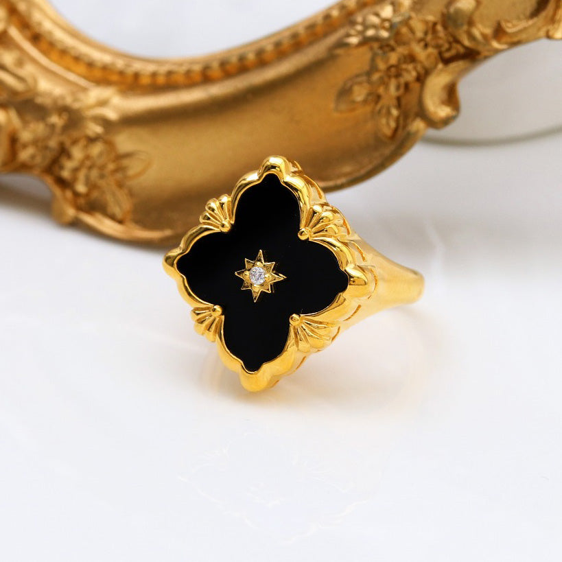 Bague agate trèfle ajourée 5037