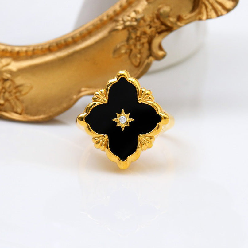 Bague agate trèfle ajourée 5037