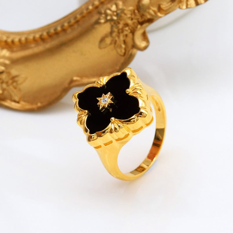 Bague agate trèfle ajourée 5037