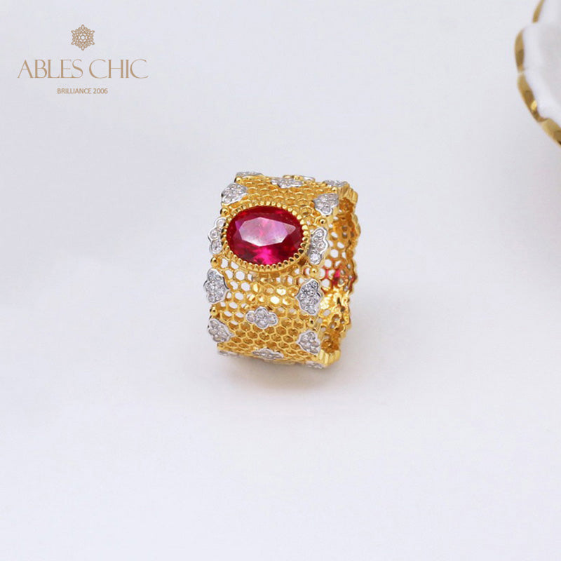 Bague florale en nid d'abeille en dentelle 5031