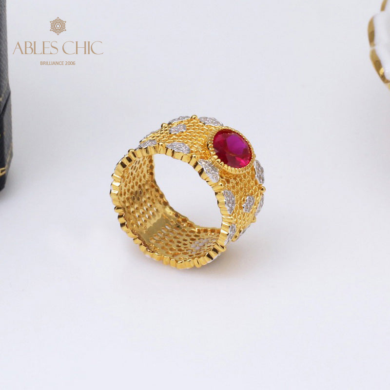Bague florale en nid d'abeille en dentelle 5031