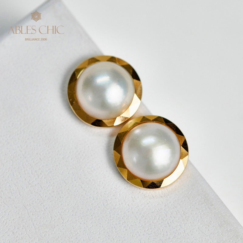 Boucles d'oreilles en perles d'eau de mer Mabe 6015
