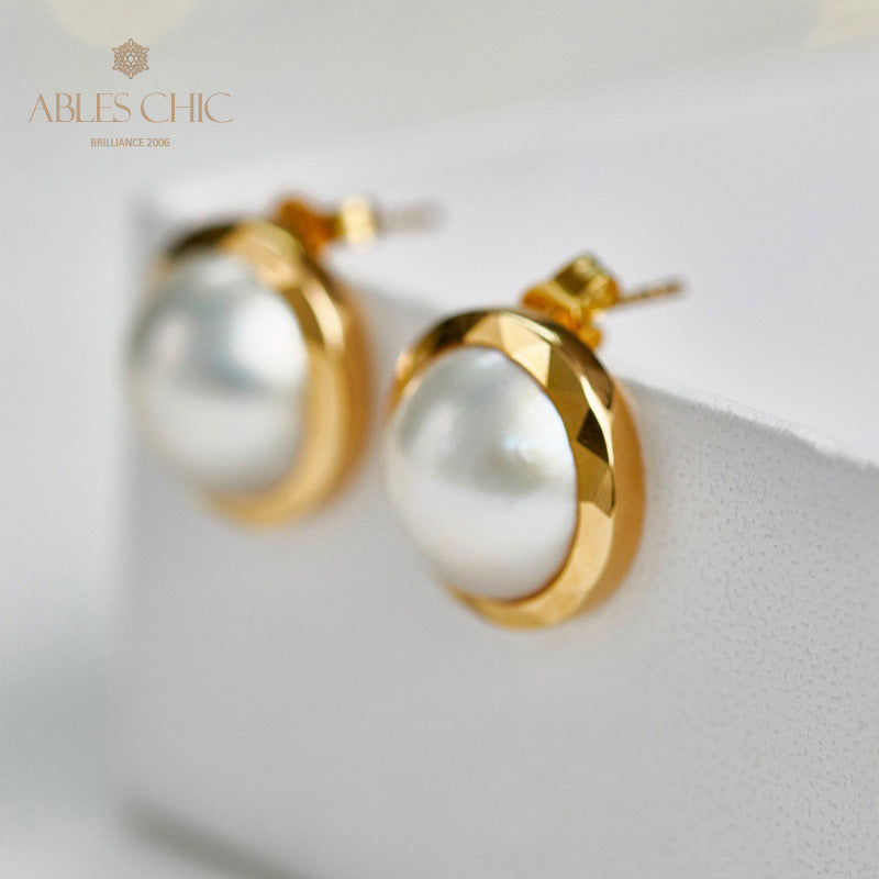 Boucles d'oreilles en perles d'eau de mer Mabe 6015