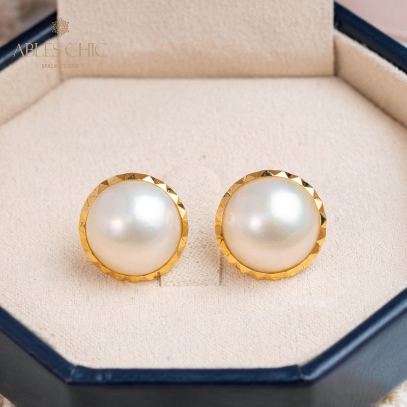 Boucles d'oreilles en perles d'eau de mer Mabe 6015