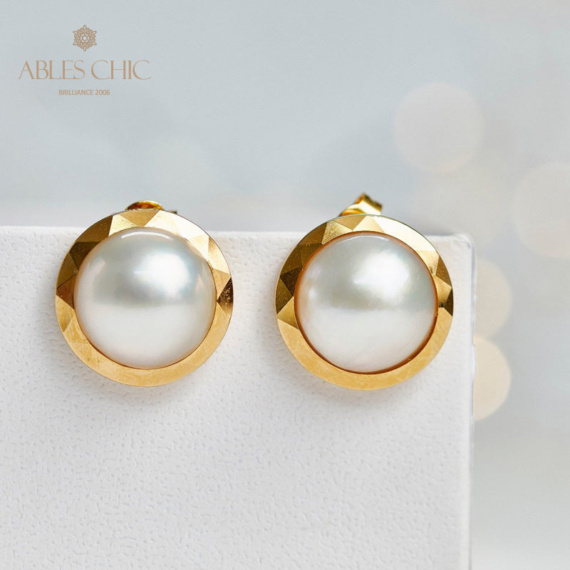 Boucles d'oreilles en perles d'eau de mer Mabe 6015