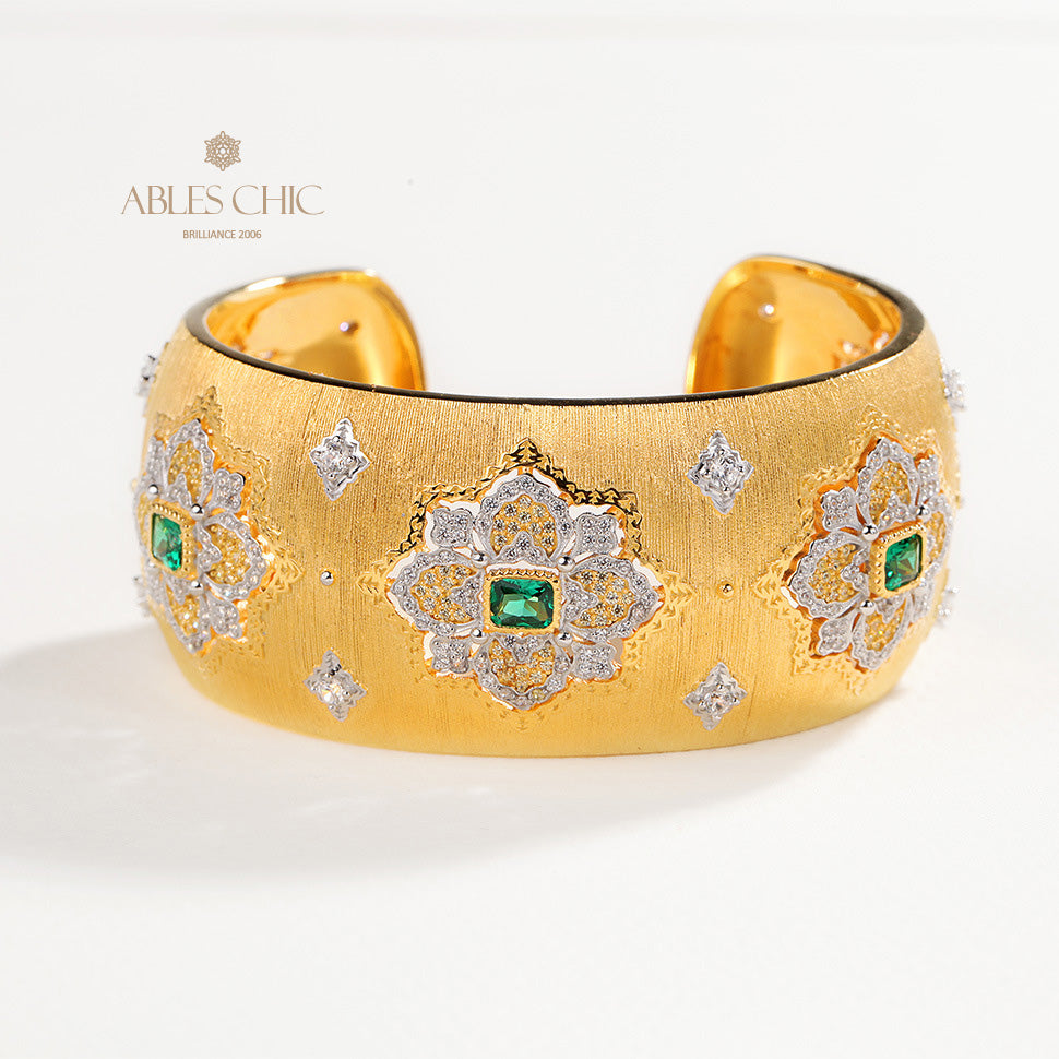 Bracelet Floral Émeraude Fretwork Dense 5228