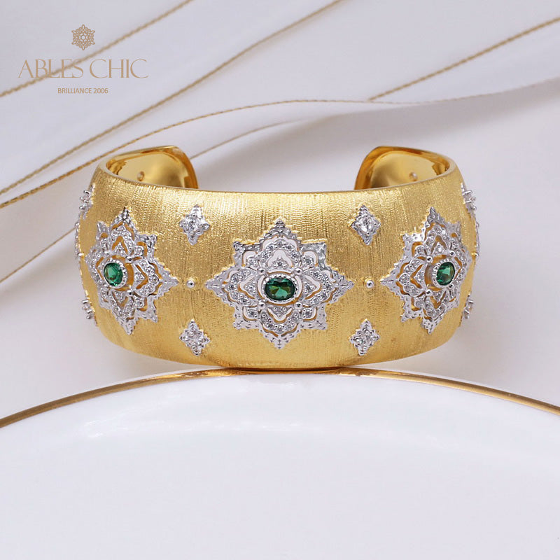 Bracelet Floral Émeraude Fretwork Dense 5230