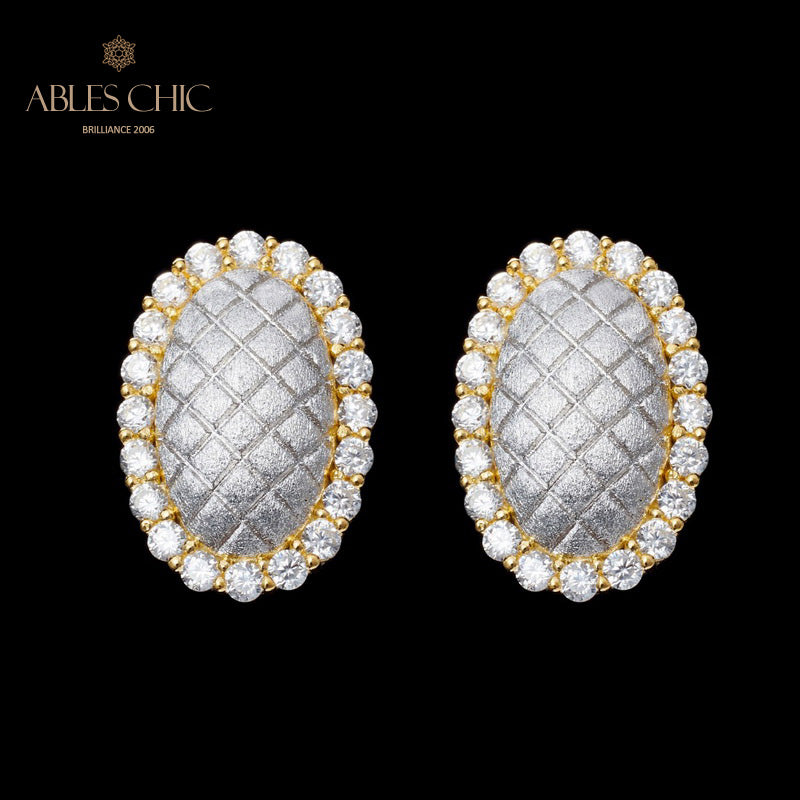 Boucles d'oreilles halo ovale soyeux 5832