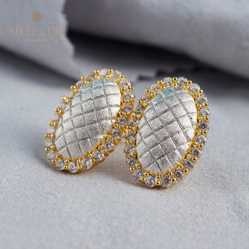 Boucles d'oreilles halo ovale soyeux 5832
