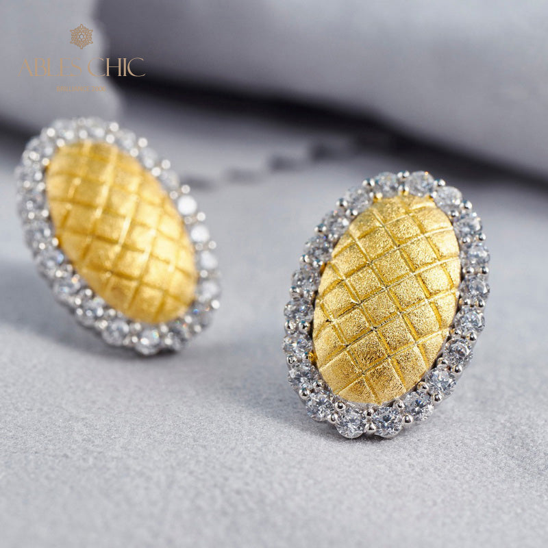 Boucles d'oreilles halo ovale soyeux 5832
