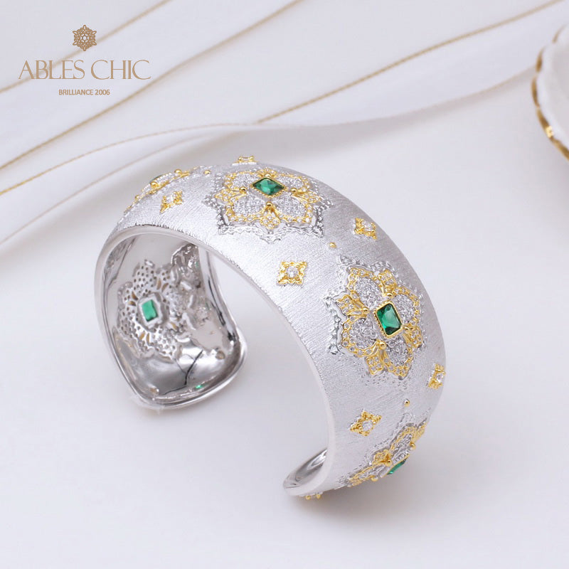 Bracelet Floral Émeraude Fretwork Dense 5232