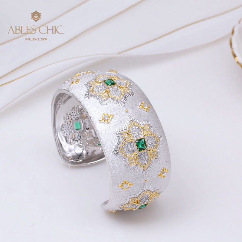 Bracelet Floral Émeraude Fretwork Dense 5232