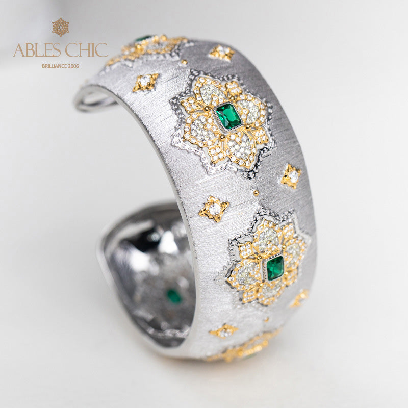 Bracelet Floral Émeraude Fretwork Dense 5232