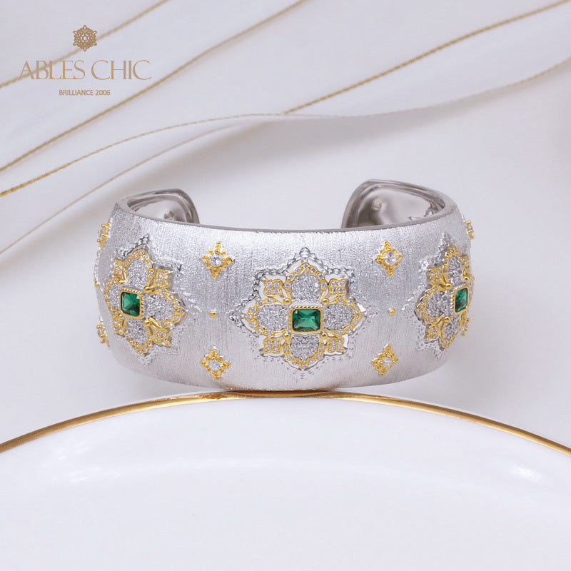 Bracelet Floral Émeraude Fretwork Dense 5232