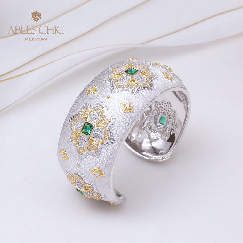 Bracelet Floral Émeraude Fretwork Dense 5232