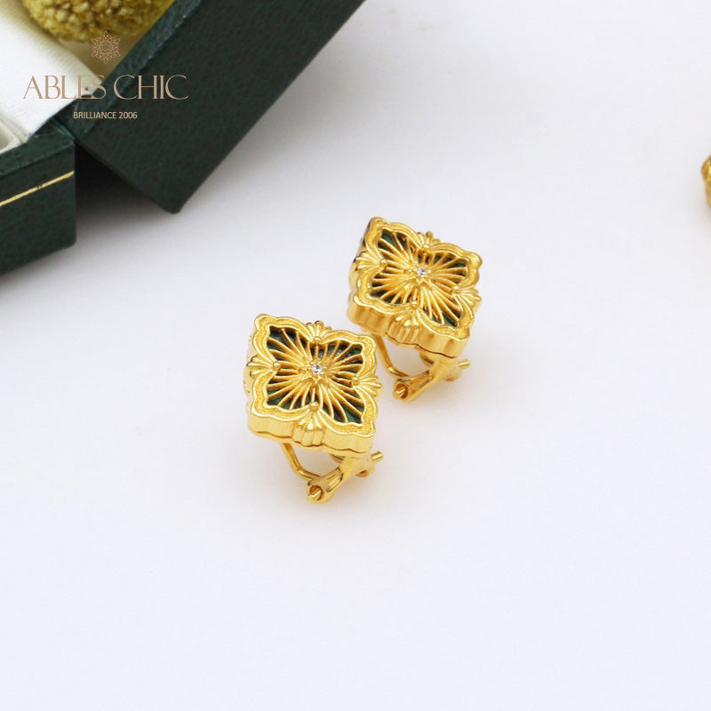 Boucles d'oreilles Fretworks Agate Trèfle 5406