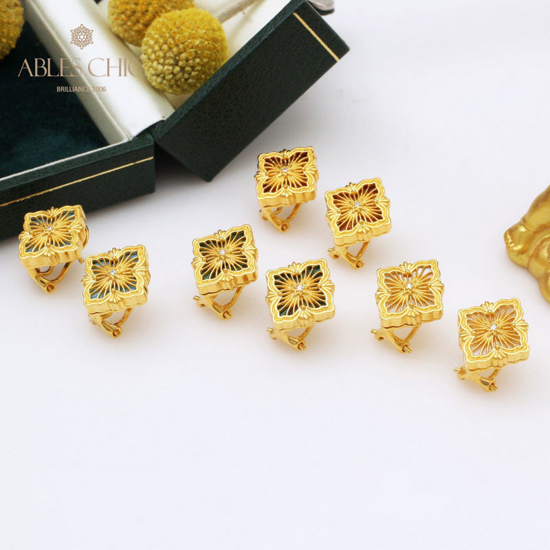 Boucles d'oreilles Fretworks Agate Trèfle 5406