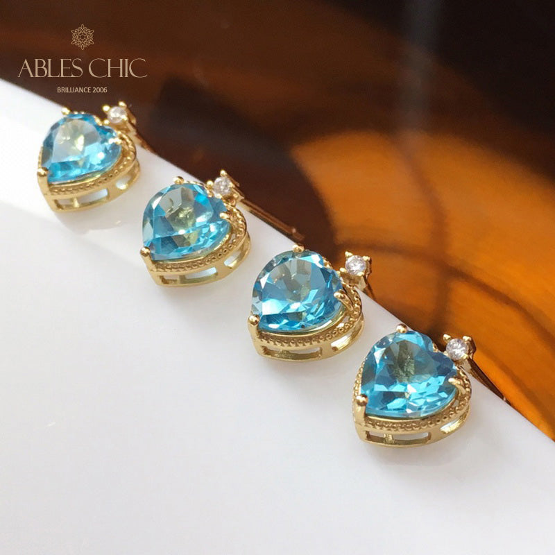 Boucles d'oreilles coeur topaze naturelle 5988