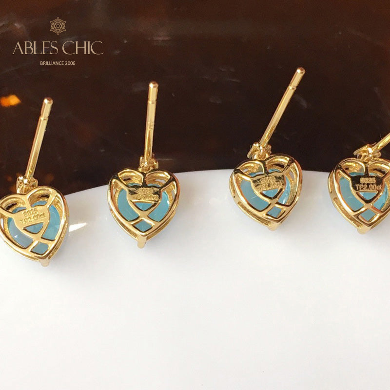 Boucles d'oreilles coeur topaze naturelle 5988