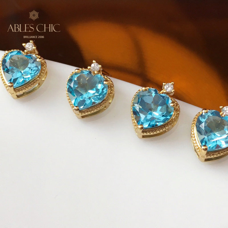 Boucles d'oreilles coeur topaze naturelle 5988