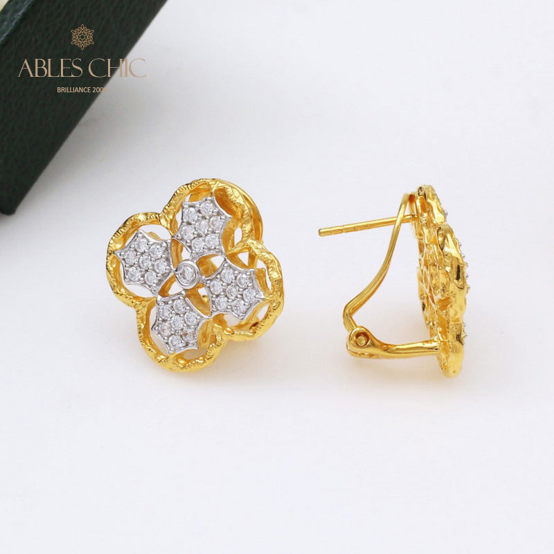 Boucles d'oreilles à tige florales prune 5407