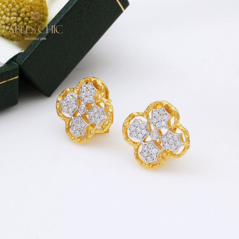 Boucles d'oreilles à tige florales prune 5407