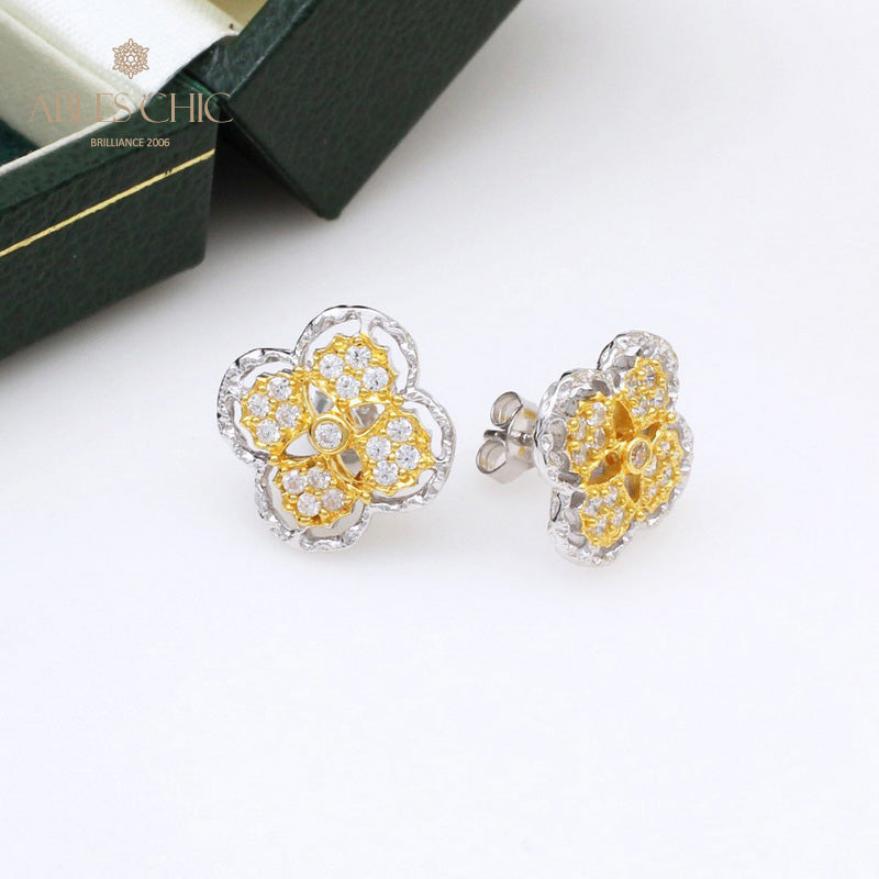 Boucles d'oreilles à tige florales prune 5401