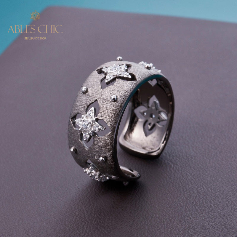 Bague florale trèfles soyeux CZ 5706