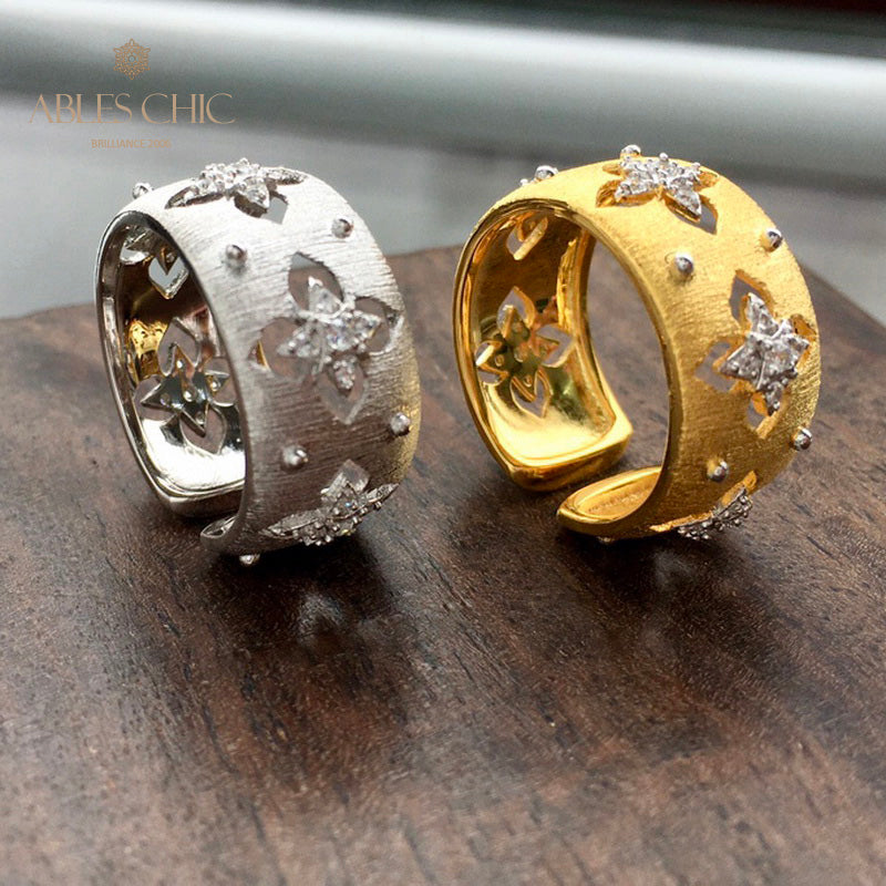 Bague florale trèfles soyeux CZ 5706