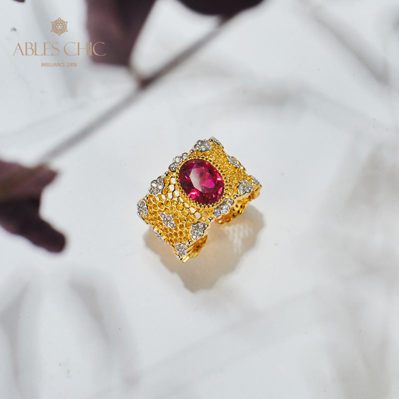 Bague florale en nid d'abeille en dentelle 6045
