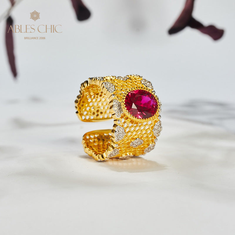 Bague florale en nid d'abeille en dentelle 6045