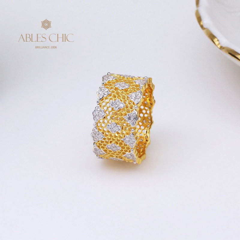 Bague florale en nid d'abeille en dentelle 5018