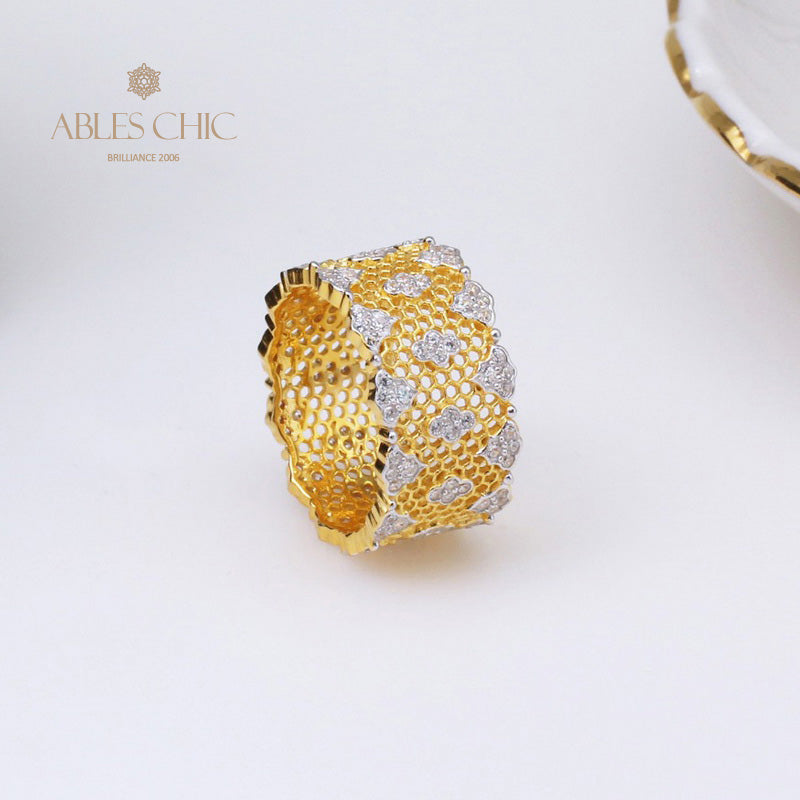 Bague florale en nid d'abeille en dentelle 5018