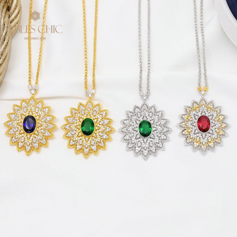 Collier de fleurs ovales étoilées 5667