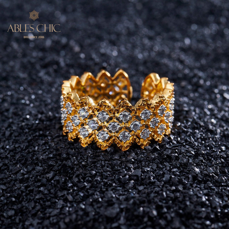 Bague ouverte en pierre à plusieurs rangées de dentelle 5705