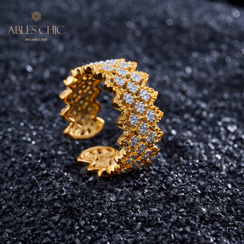 Bague ouverte en pierre à plusieurs rangées de dentelle 5705