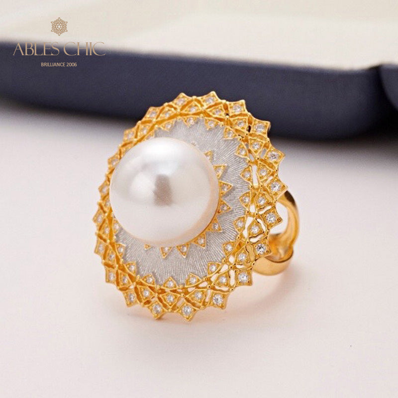 Bague ajourée en perles de coquillage 5732