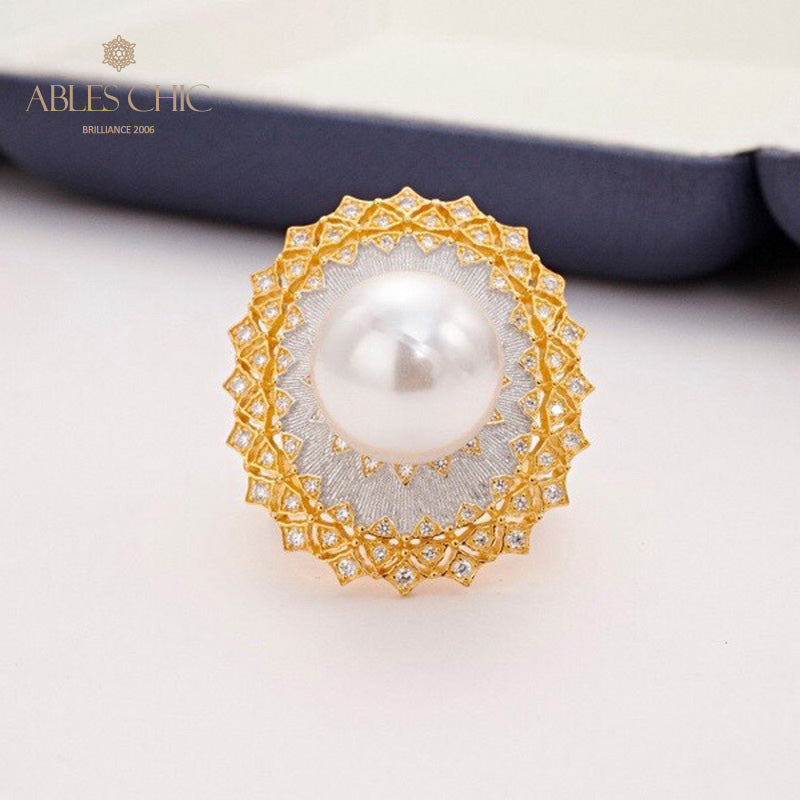 Bague ajourée en perles de coquillage 5732