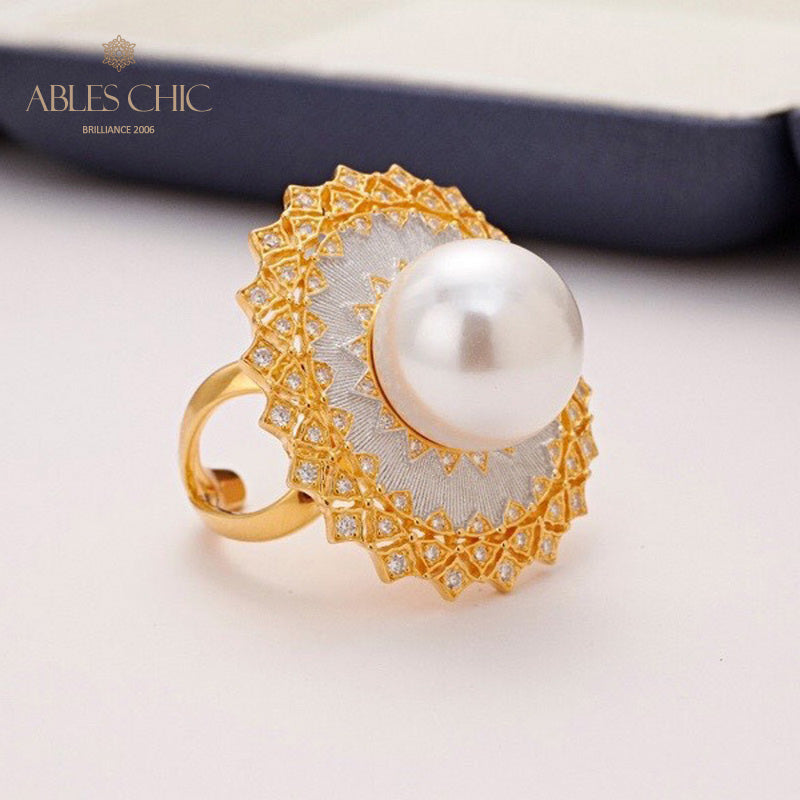 Bague ajourée en perles de coquillage 5732