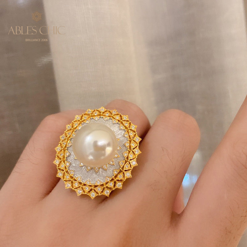 Bague ajourée en perles de coquillage 5732