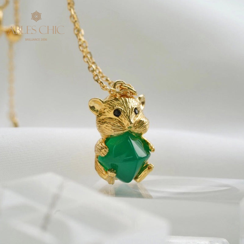 Collier ours en calcédoine naturelle 5798