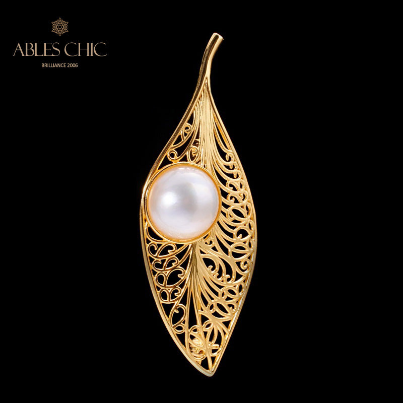 Pendentif feuille en filigrane de perles Mabe 5844