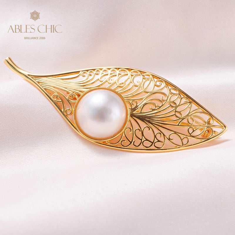 Pendentif feuille en filigrane de perles Mabe 5844