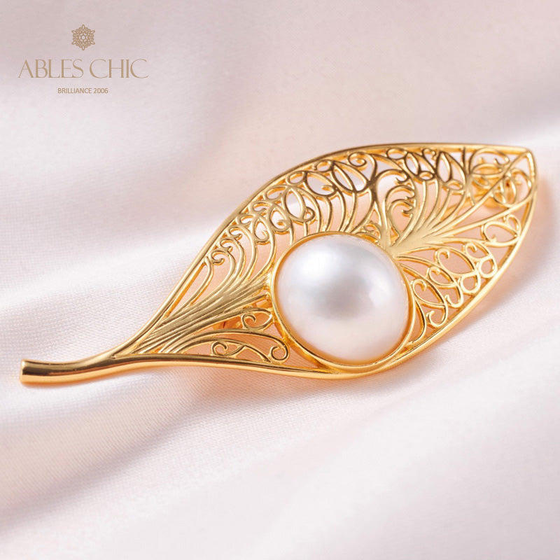 Pendentif feuille en filigrane de perles Mabe 5844