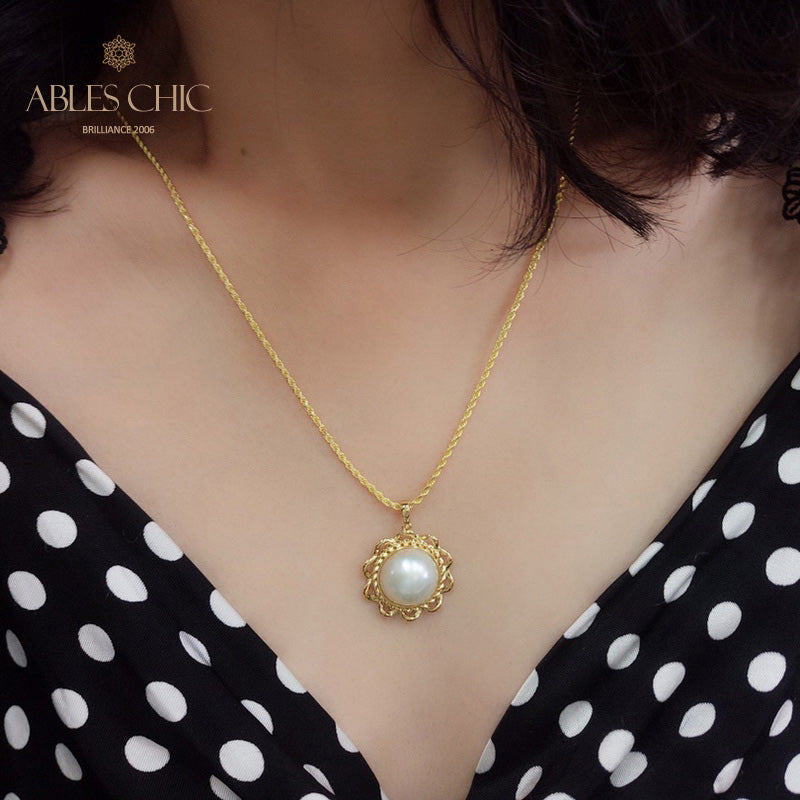 Pendentif perle Mabe halo ondulé 5847