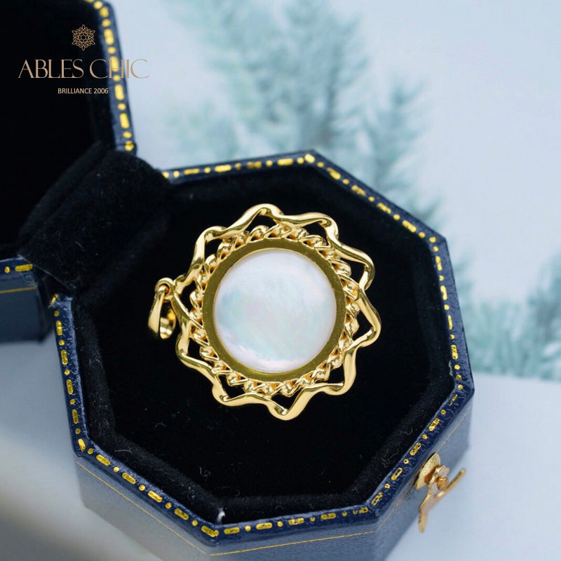 Pendentif perle Mabe halo ondulé 5847
