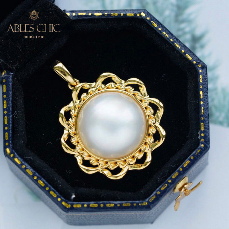 Pendentif perle Mabe halo ondulé 5847