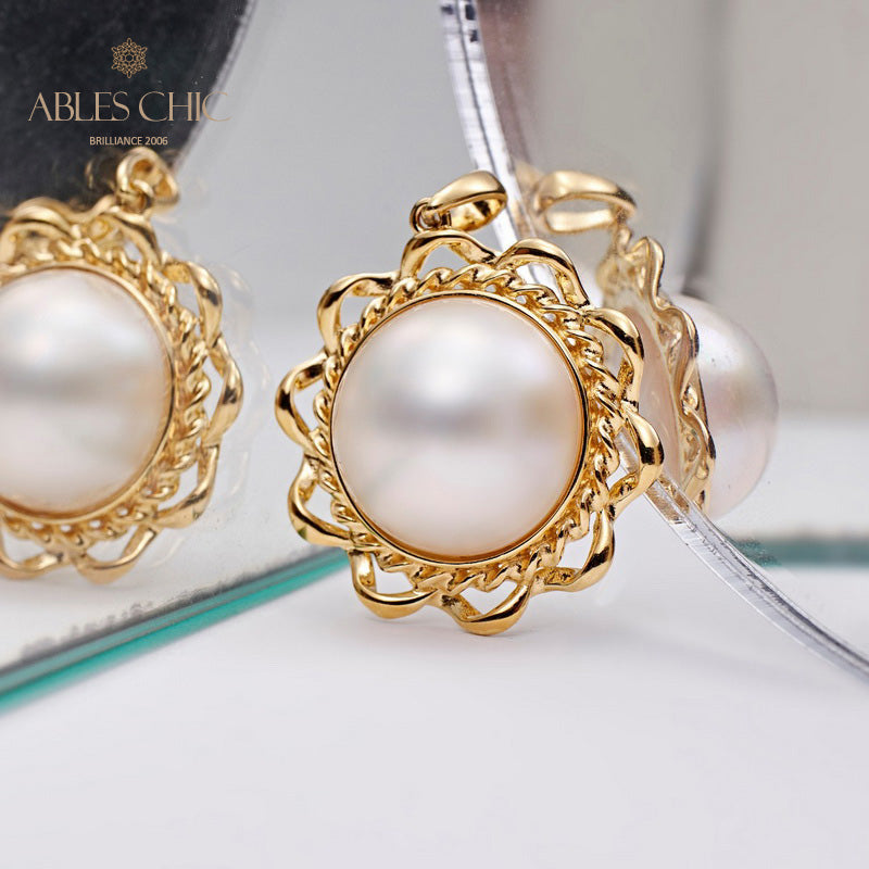 Pendentif perle Mabe halo ondulé 5847