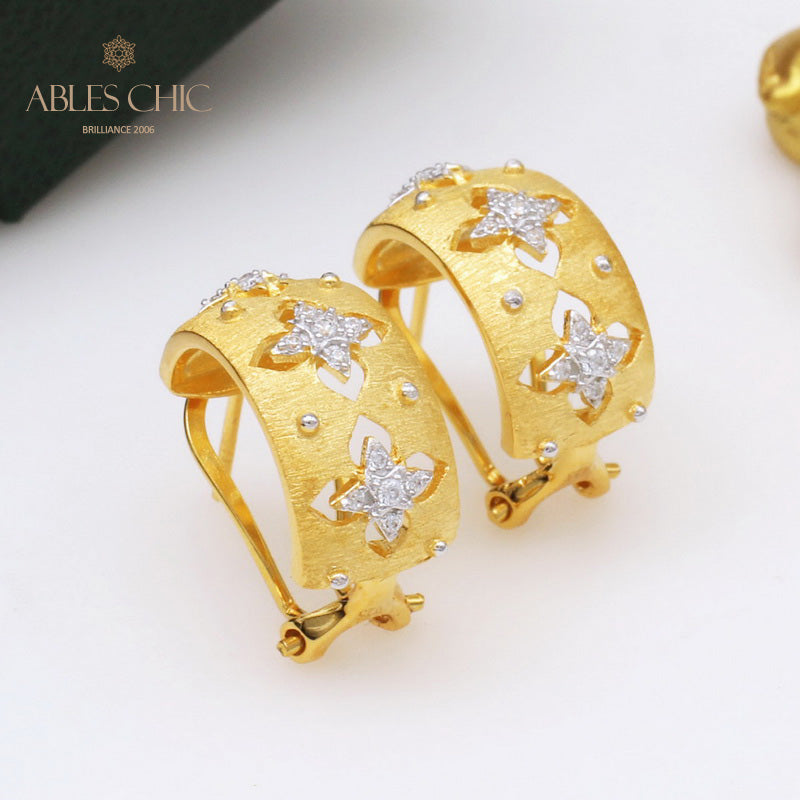 Boucles d'oreilles créoles trèfles CZ 5151