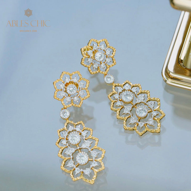 Boucles d'oreilles lustre en filigrane floral 18 carats 5376